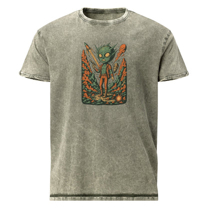 Alien Punk with Blaster Tee | Retro Sci - Fi Graphic Shirt | Space Theme Streetwear - IconVexa