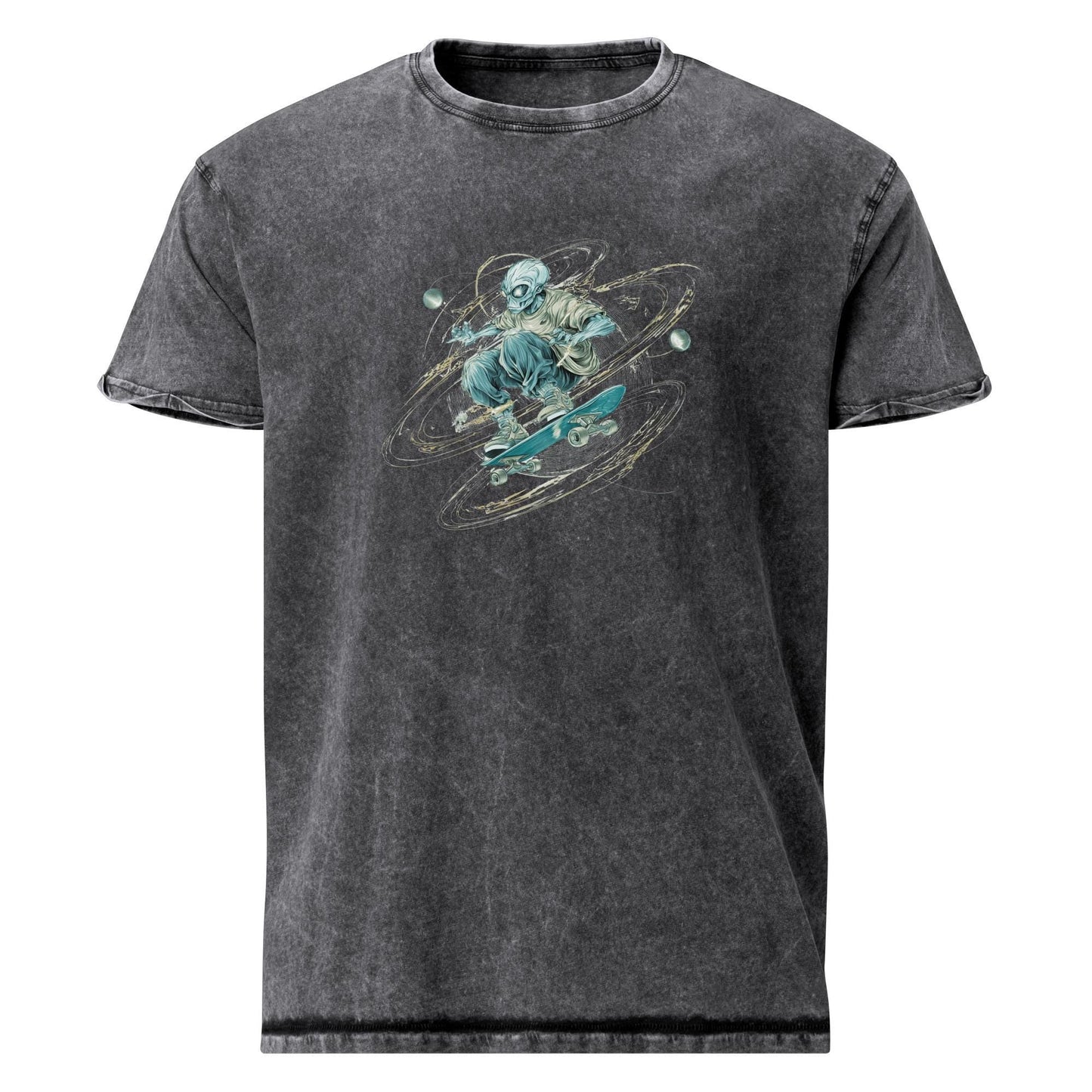 Alien Skateboarding Tee | Outer Space Skater Shirt | Cool Graphic Sci - Fi T-Shirt - IconVexa