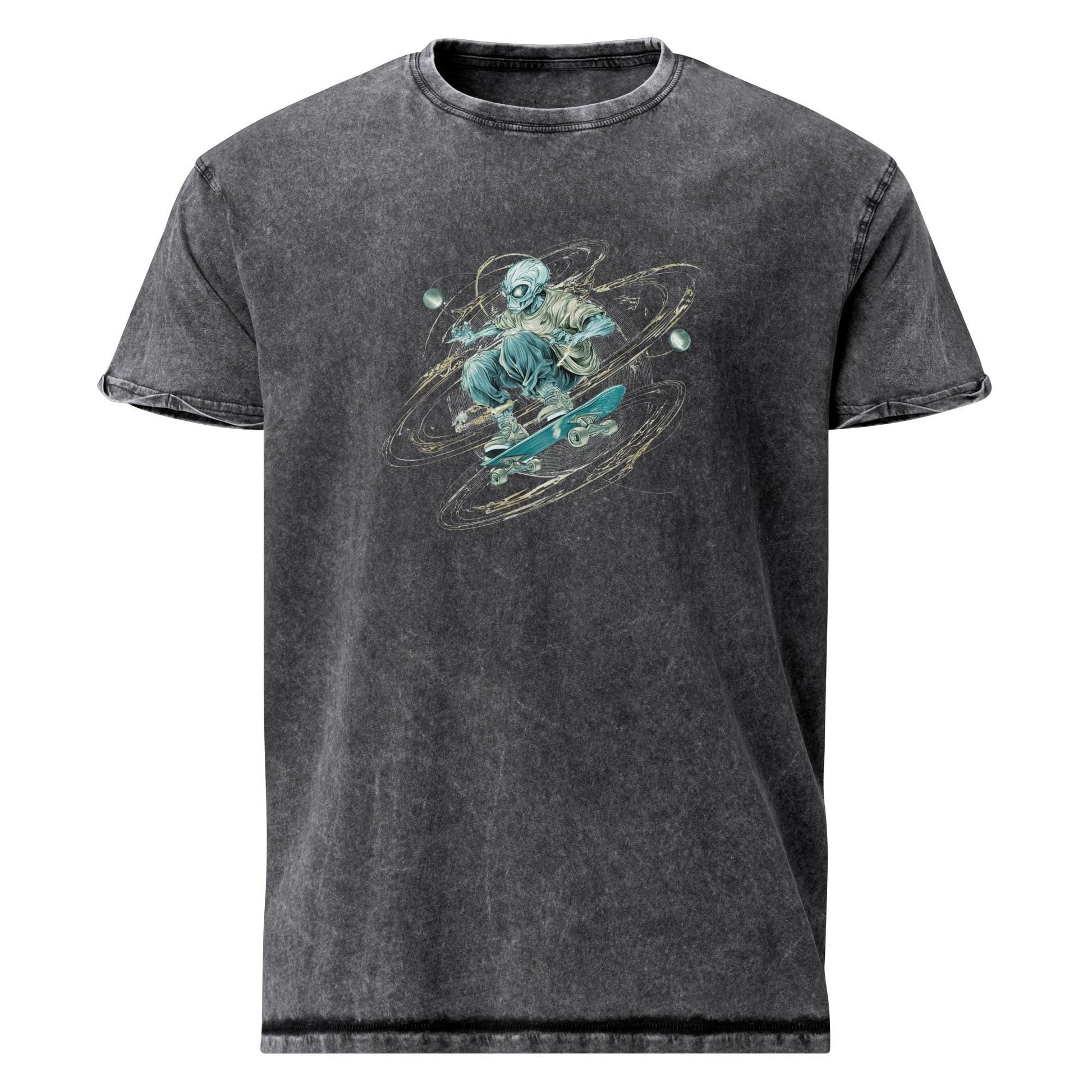 Alien Skateboarding Tee | Outer Space Skater Shirt | Cool Graphic Sci - Fi T-Shirt - IconVexa