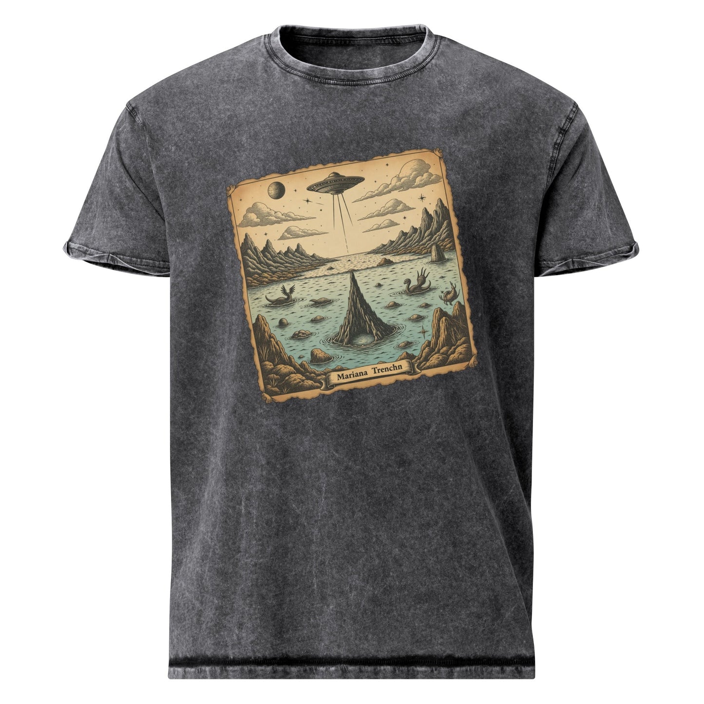 Alien T Shirt | Vintage UFO Ocean Map | Science Fiction Space Tee - IconVexa