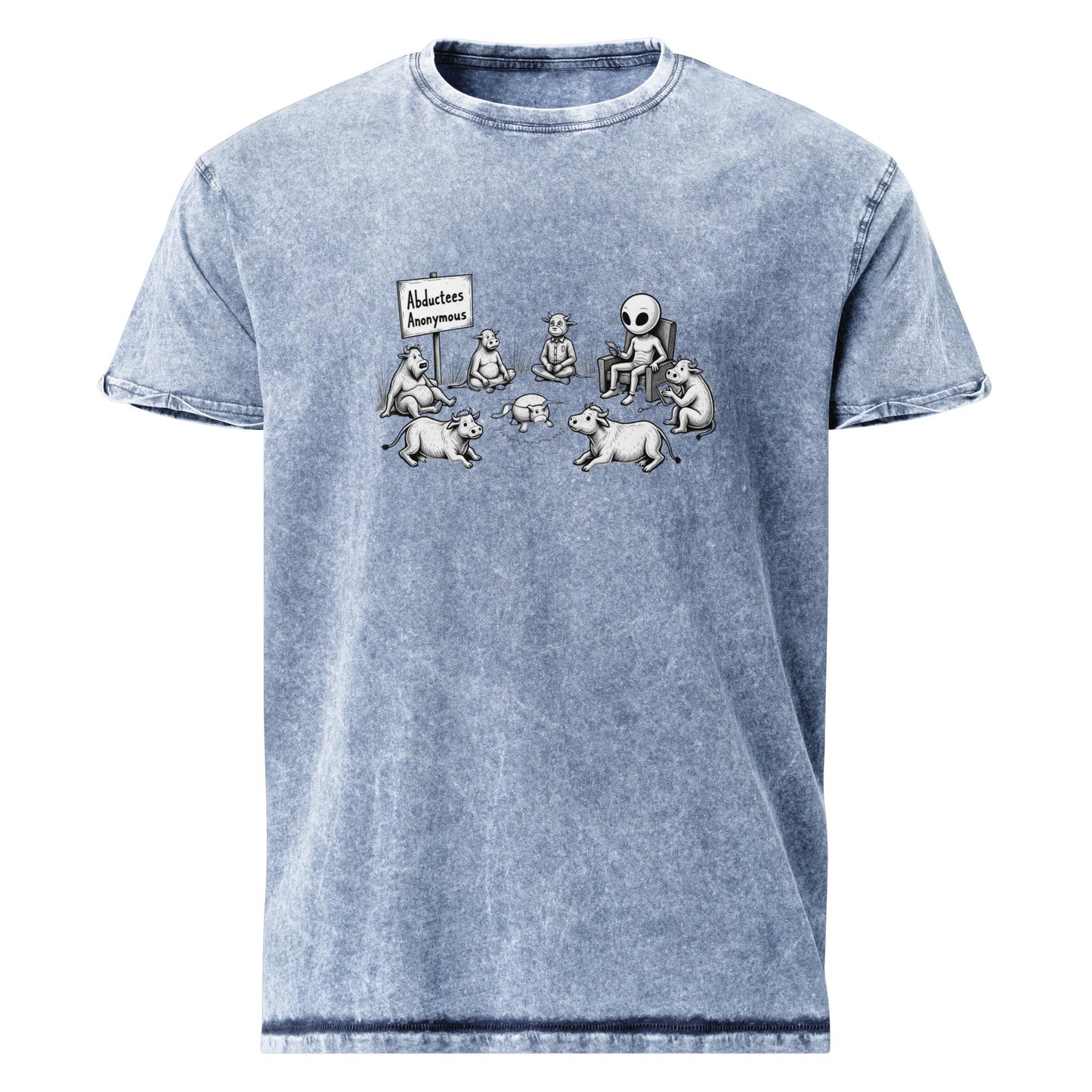 Alien Tee Cow Support Group Art | UFO Abductees Anonymous Graphic | Funny Sci - Fi Shirt - IconVexa