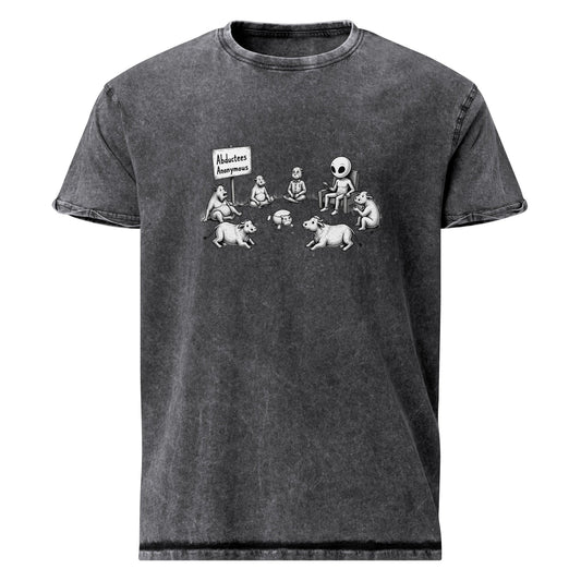 Alien Tee Cow Support Group Art | UFO Abductees Anonymous Graphic | Funny Sci - Fi Shirt - IconVexa
