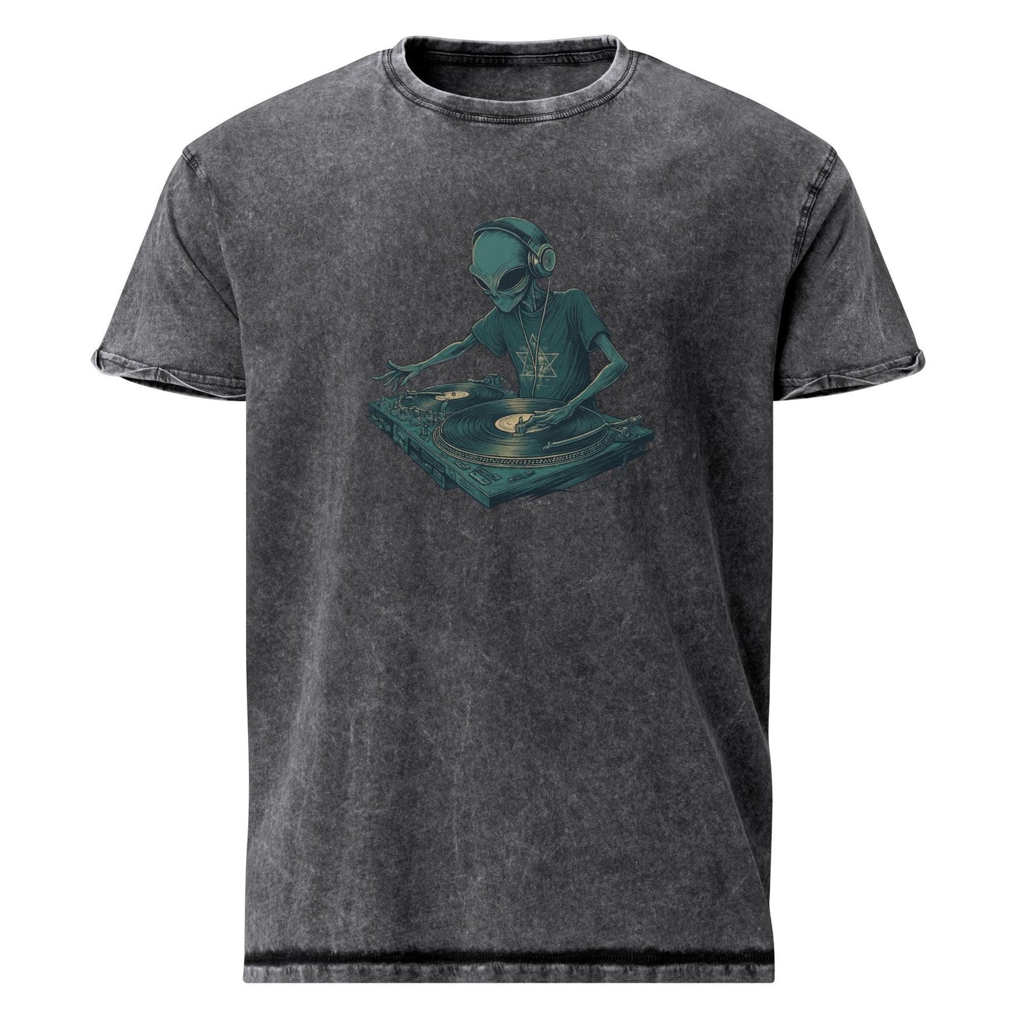 Alien Tee For Space DJ Fans | Retro Turntable Scratch Art | Music Lover Streetwear Shirt - IconVexa