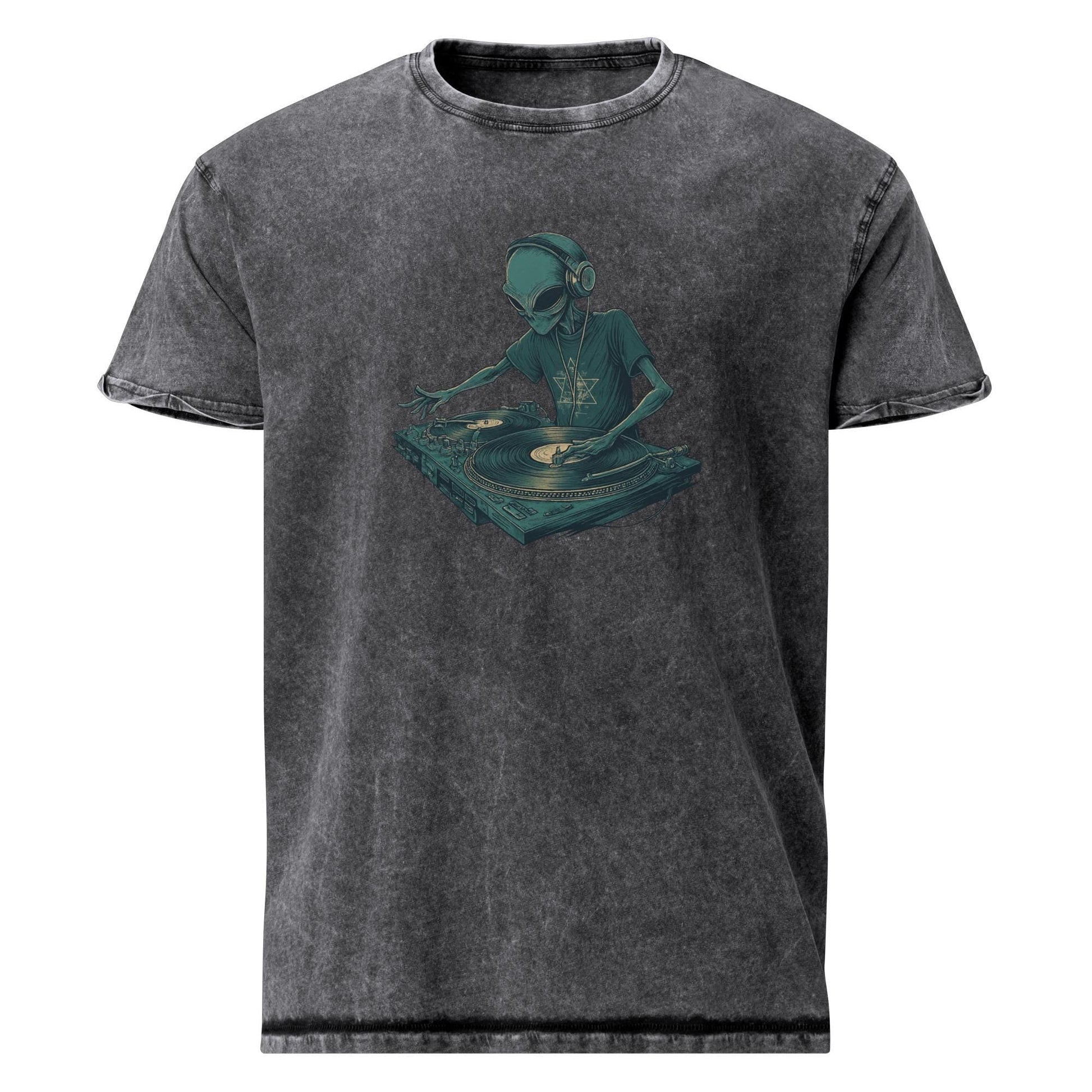 Alien Tee For Space DJ Fans | Retro Turntable Scratch Art | Music Lover Streetwear Shirt - IconVexa
