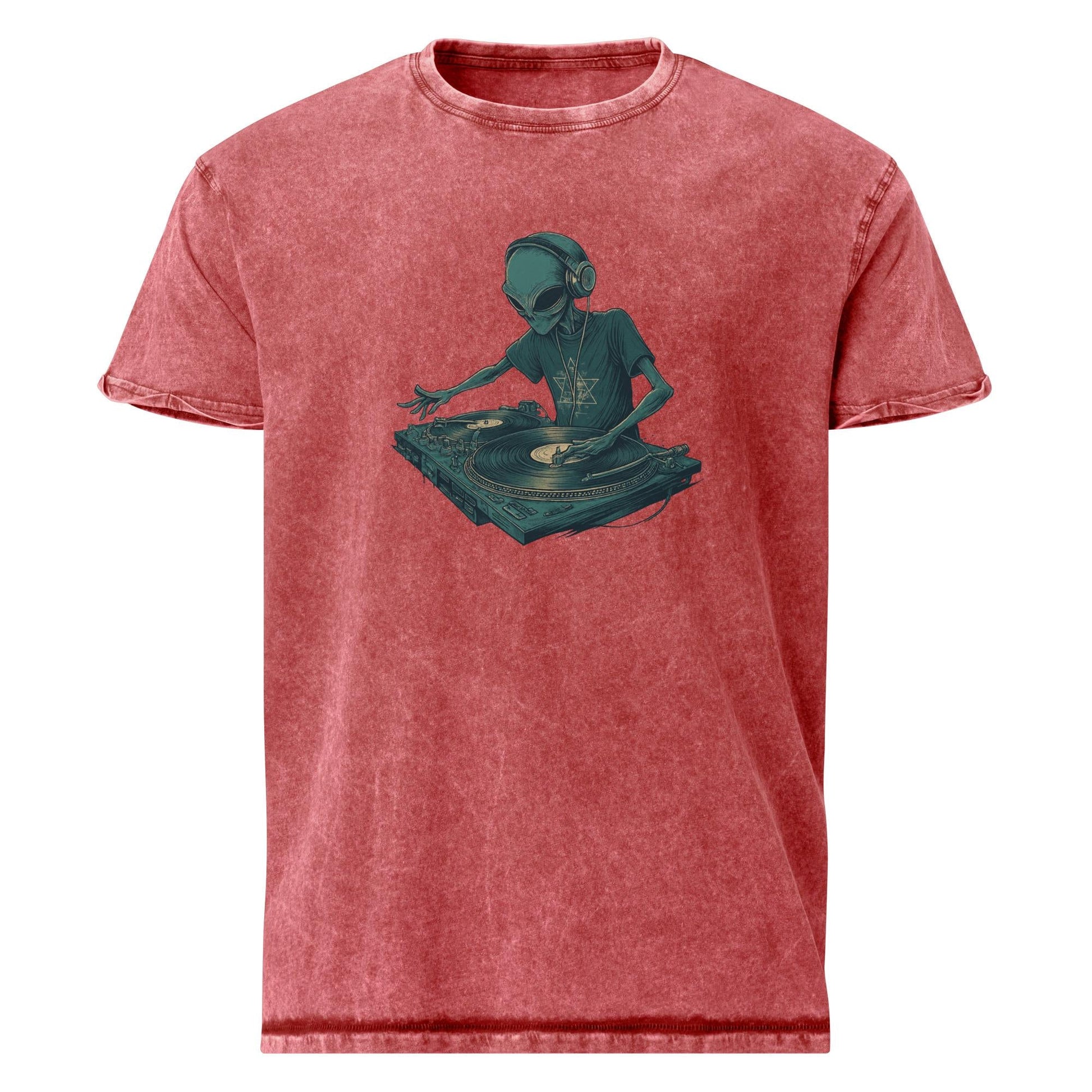 Alien Tee For Space DJ Fans | Retro Turntable Scratch Art | Music Lover Streetwear Shirt - IconVexa