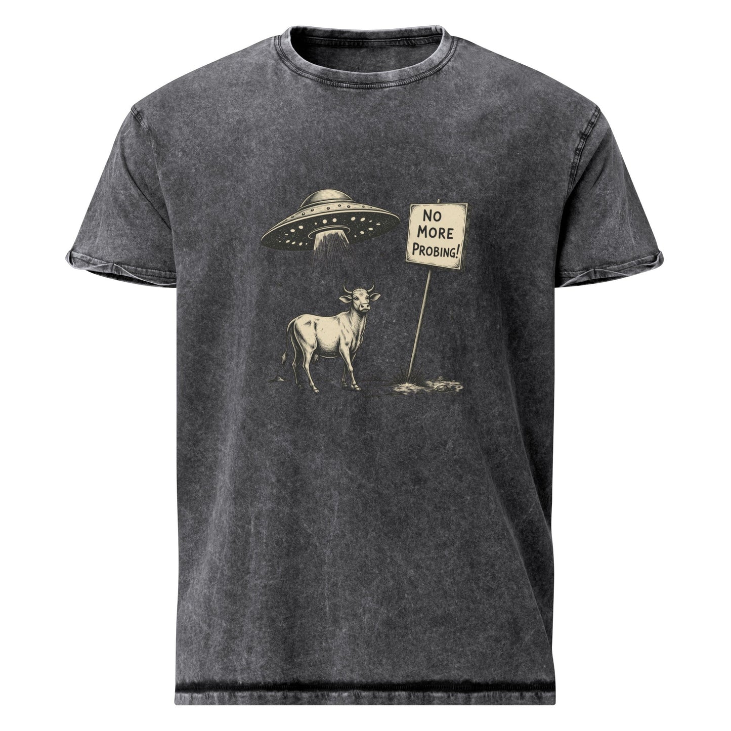 Alien Tee With Cow Protest Art | Funny UFO Abduction Statement | Quirky Space Humor Shirt - IconVexa