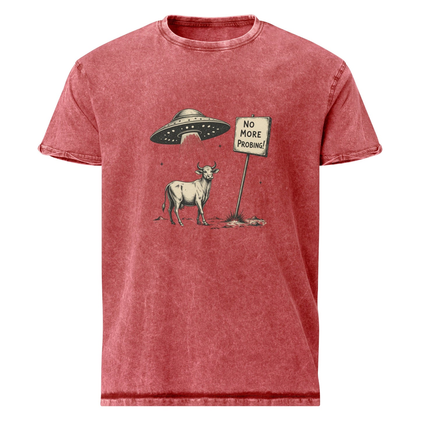 Alien Tee With Cow Protest Art | Funny UFO Abduction Statement | Quirky Space Humor Shirt - IconVexa