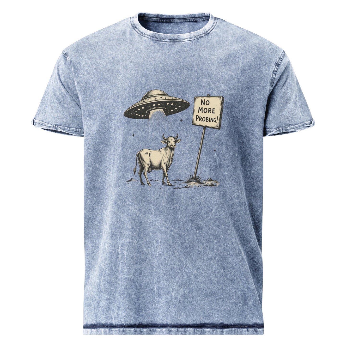 Alien Tee With Cow Protest Art | Funny UFO Abduction Statement | Quirky Space Humor Shirt - IconVexa
