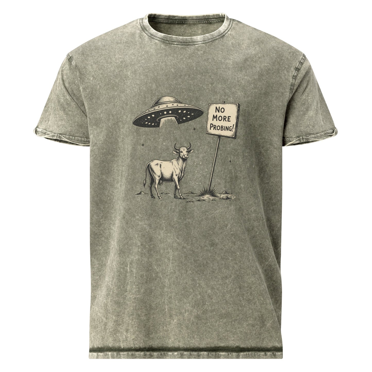 Alien Tee With Cow Protest Art | Funny UFO Abduction Statement | Quirky Space Humor Shirt - IconVexa