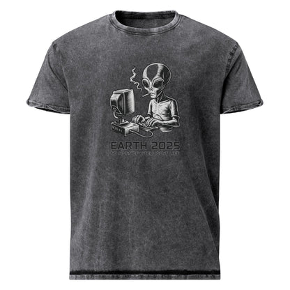 Alien Tee With Existential Irony | Retro Sci - Fi Smoking Computer Print | Funny Graphic Shirt - IconVexa