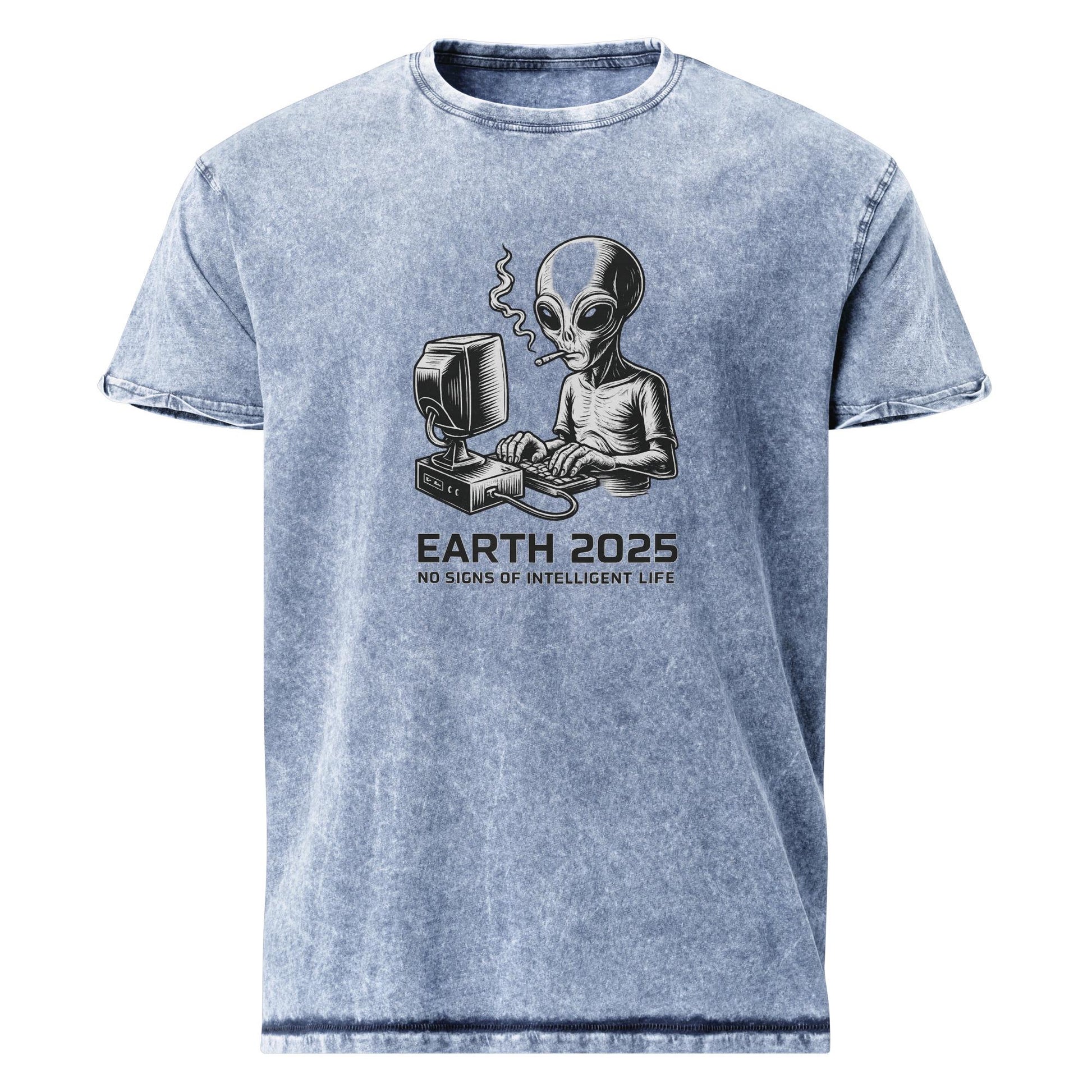 Alien Tee With Existential Irony | Retro Sci - Fi Smoking Computer Print | Funny Graphic Shirt - IconVexa