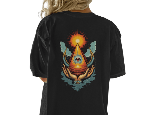 All Seeing Eye Hands Pyramid Symbol Art Cool T-Shirt - IconVexa