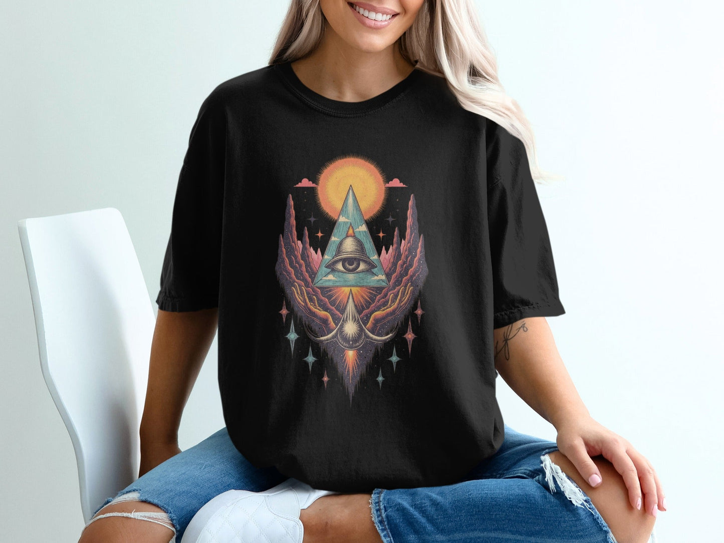 All Seeing Eye in the Sky Graphic Novelty Design T-Shirt - IconVexa