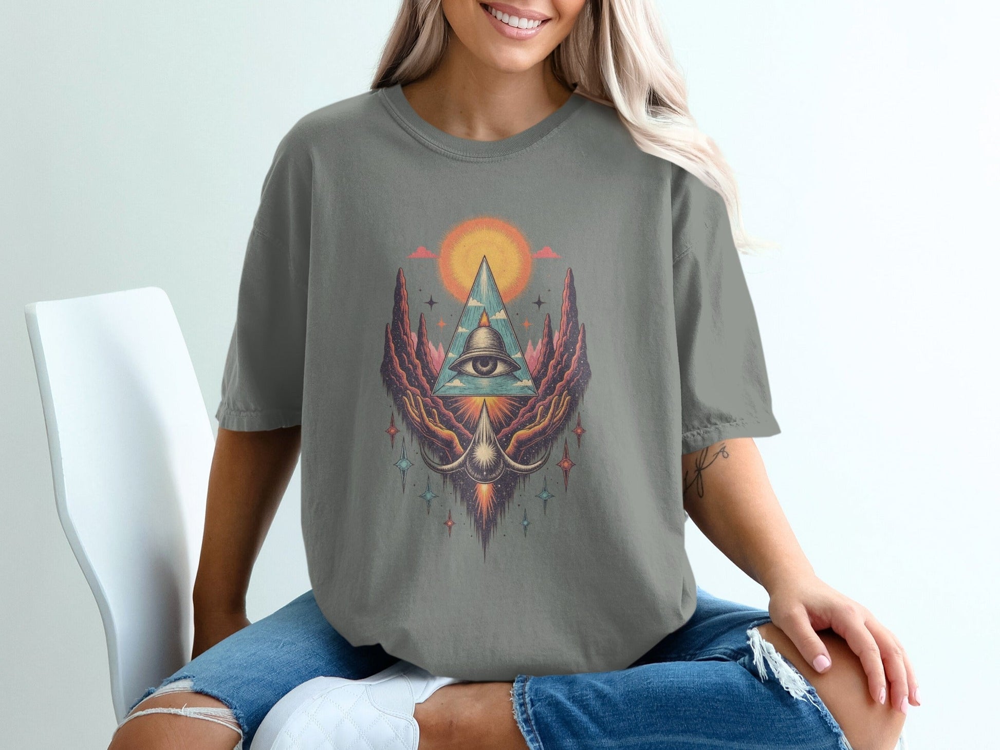 All Seeing Eye in the Sky Graphic Novelty Design T-Shirt - IconVexa