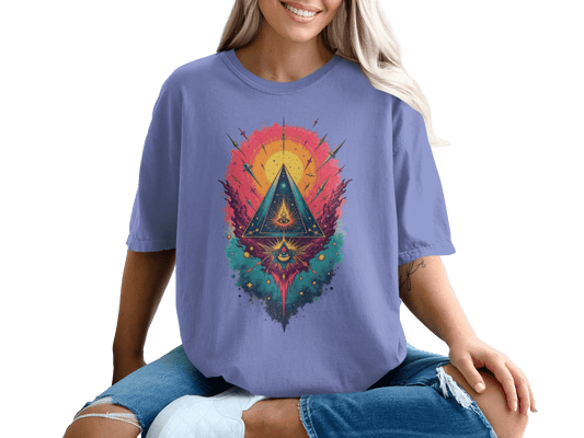 All Seeing Eye Pyramid Colorful Art Graphic Design T-Shirt - IconVexa