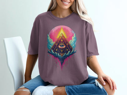 All Seeing Eye Pyramid Graphic Design Women's Unisex T-Shirt - IconVexa
