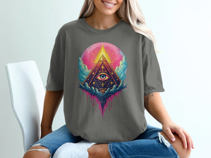 All Seeing Eye Pyramid Graphic Design Women's Unisex T-Shirt - IconVexa