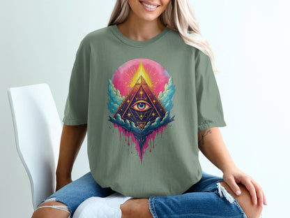 All Seeing Eye Pyramid Graphic Design Women's Unisex T-Shirt - IconVexa