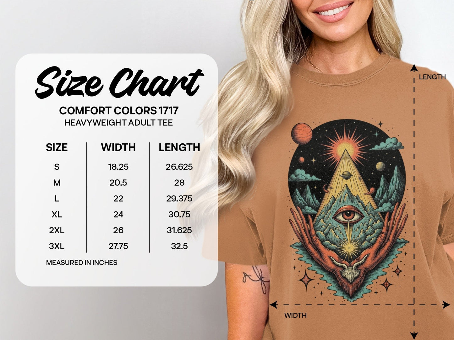 All Seeing Eye Triangle Hands Graphic Universe Art T-Shirt - IconVexa
