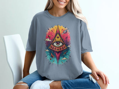 All Seeing Eye With Planets Design Fantastic T-Shirt - IconVexa