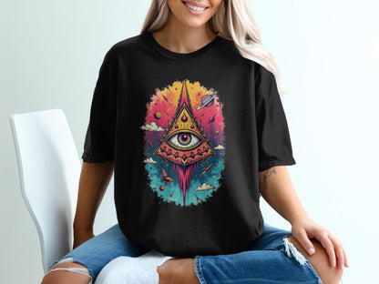 All Seeing Eye With Planets Design Fantastic T-Shirt - IconVexa