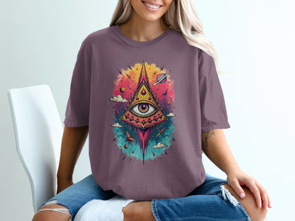 All Seeing Eye With Planets Design Fantastic T-Shirt - IconVexa