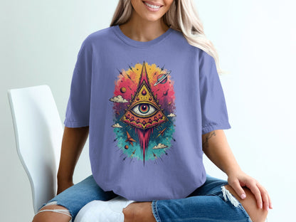All Seeing Eye With Planets Design Fantastic T-Shirt - IconVexa
