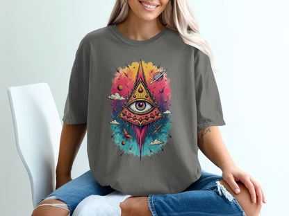 All Seeing Eye With Planets Design Fantastic T-Shirt - IconVexa