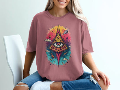 All Seeing Eye With Planets Design Fantastic T-Shirt - IconVexa