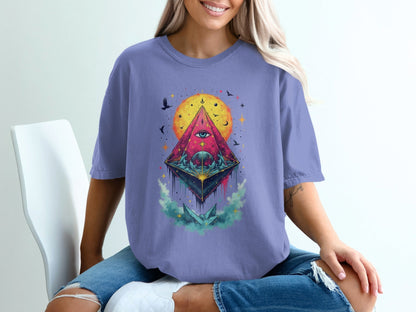 All Seeing Pyramid Eye Unisex Graphic Design T-Shirt - IconVexa