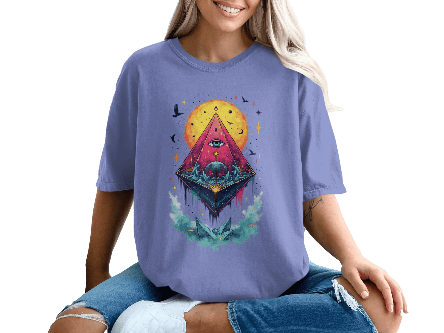 All Seeing Pyramid Eye Unisex Graphic Design T-Shirt - IconVexa