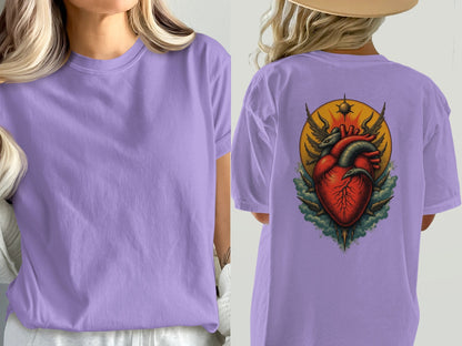 Anatomy Heart With Snake on A Graphic Design Back Print T-Shirt - IconVexa