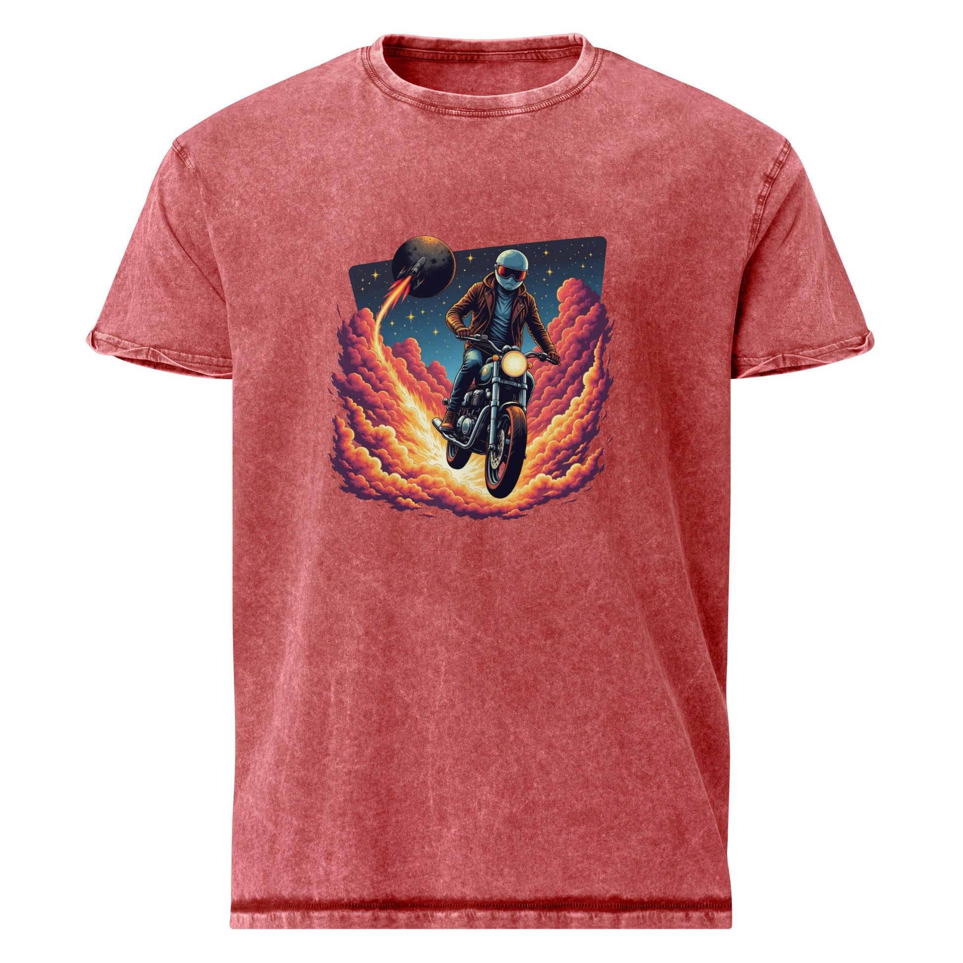 Astronaut Motorcycle T-Shirt | Retro Sci - Fi Graphic Tee | Outer Space Adventure Shirt - IconVexa