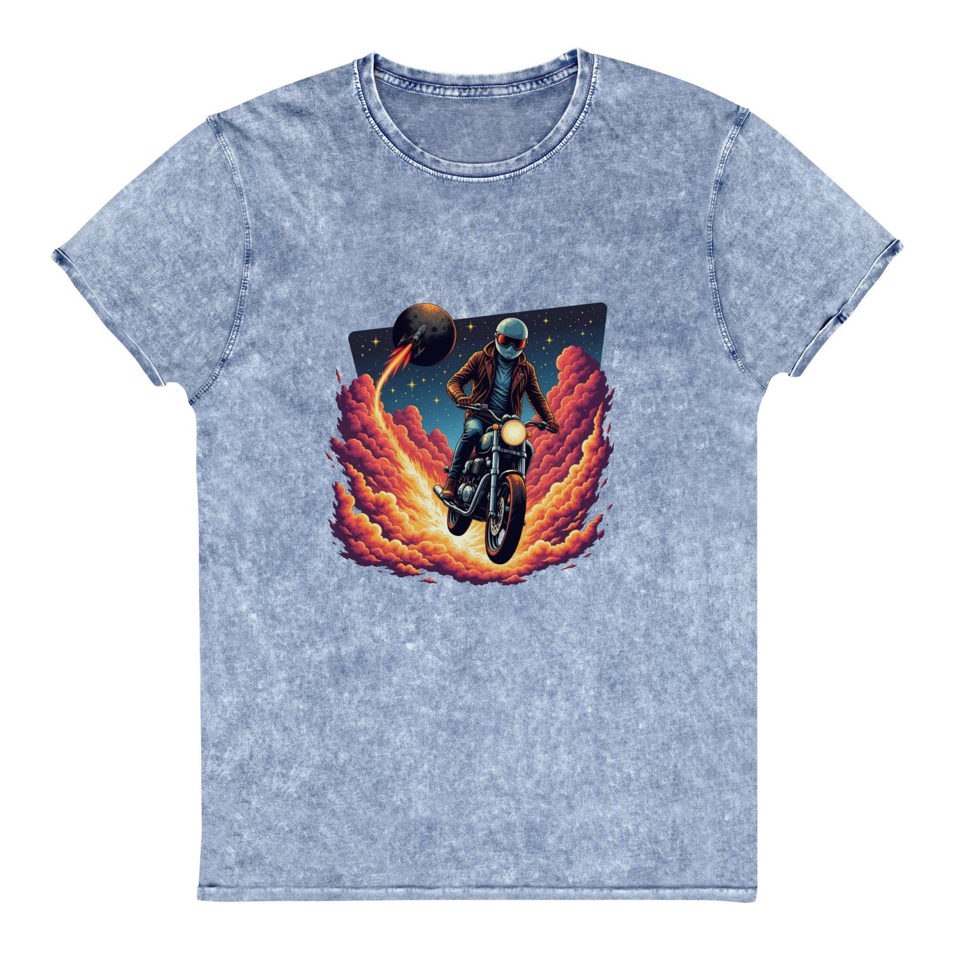 Astronaut Motorcycle T-Shirt | Retro Sci - Fi Graphic Tee | Outer Space Adventure Shirt - IconVexa