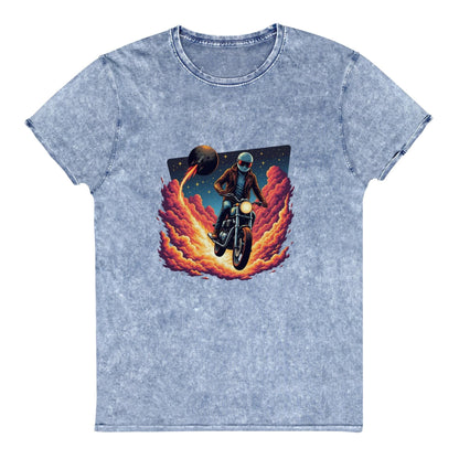 Astronaut Motorcycle T-Shirt | Retro Sci - Fi Graphic Tee | Outer Space Adventure Shirt - IconVexa