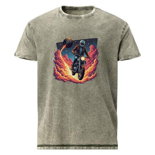 Astronaut Motorcycle T-Shirt | Retro Sci - Fi Graphic Tee | Outer Space Adventure Shirt - IconVexa