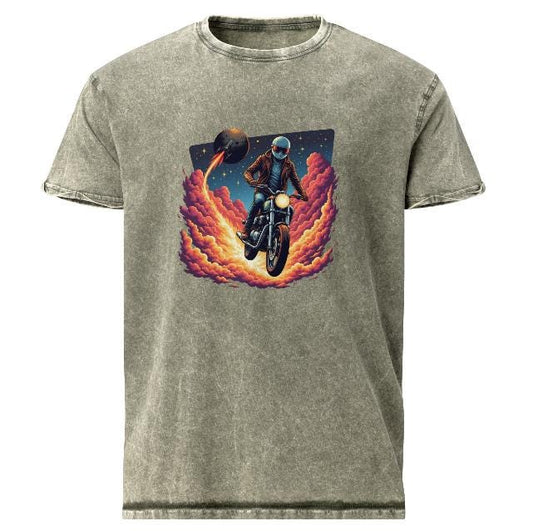 Astronaut Motorcycle T-Shirt | Retro Sci - Fi Graphic Tee | Outer Space Adventure Shirt - IconVexa