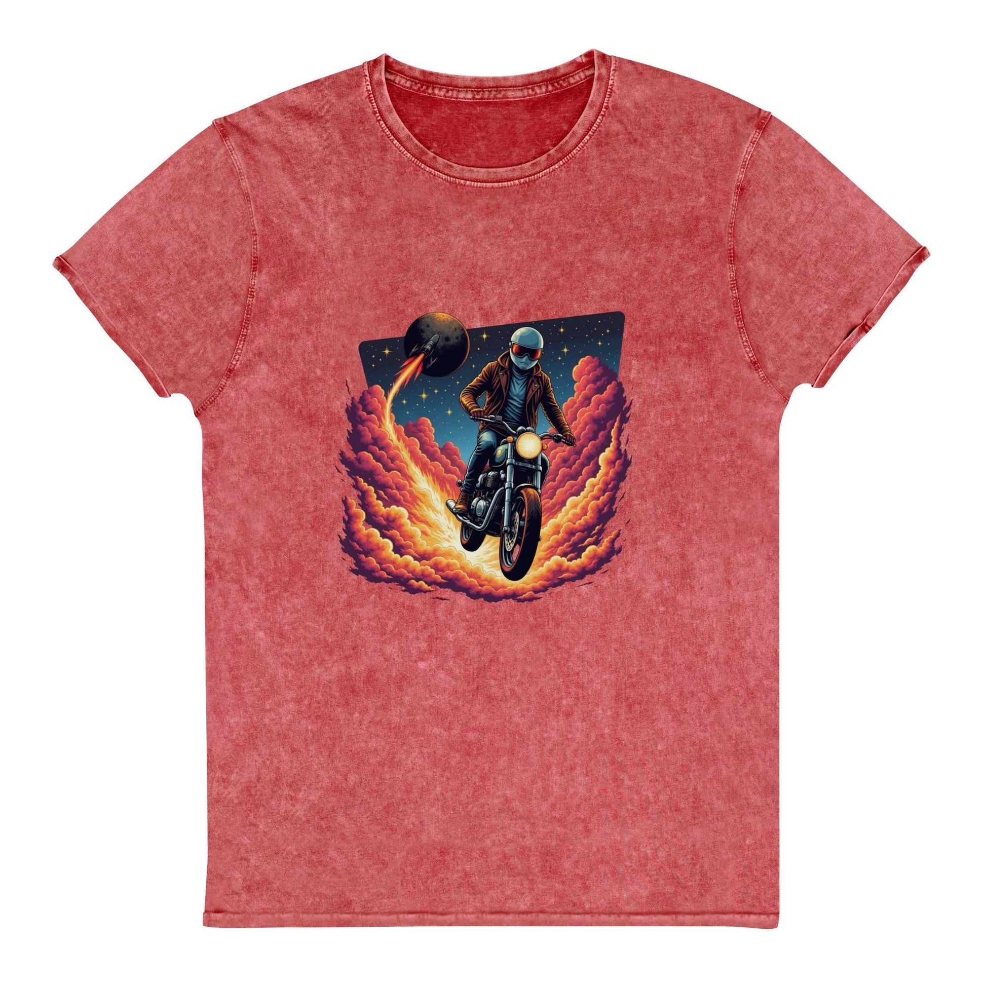 Astronaut Motorcycle T-Shirt | Retro Sci - Fi Graphic Tee | Outer Space Adventure Shirt - IconVexa