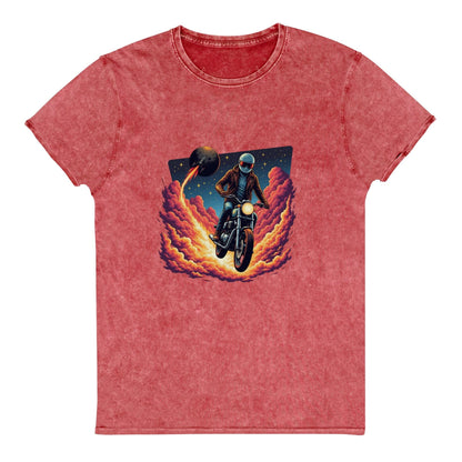Astronaut Motorcycle T-Shirt | Retro Sci - Fi Graphic Tee | Outer Space Adventure Shirt - IconVexa