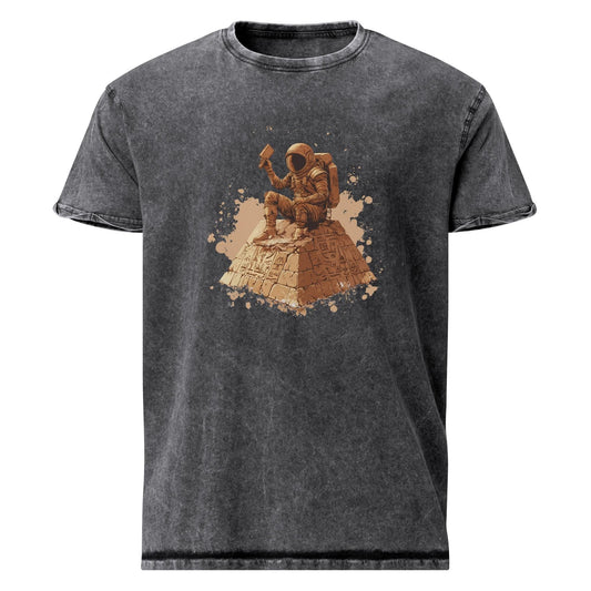 Astronaut on Pyramid T-Shirt | Sci - Fi Ancient Alien Tee | Retro Space Graphic Shirt - IconVexa