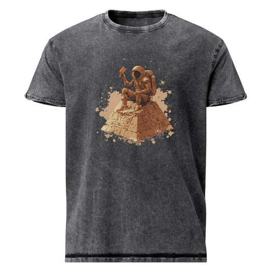 Astronaut on Pyramid T-Shirt | Sci - Fi Ancient Alien Tee | Retro Space Graphic Shirt - IconVexa