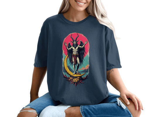 Baphomet Moon Rise Occult Symbolism Graphic Print T-Shirt - IconVexa