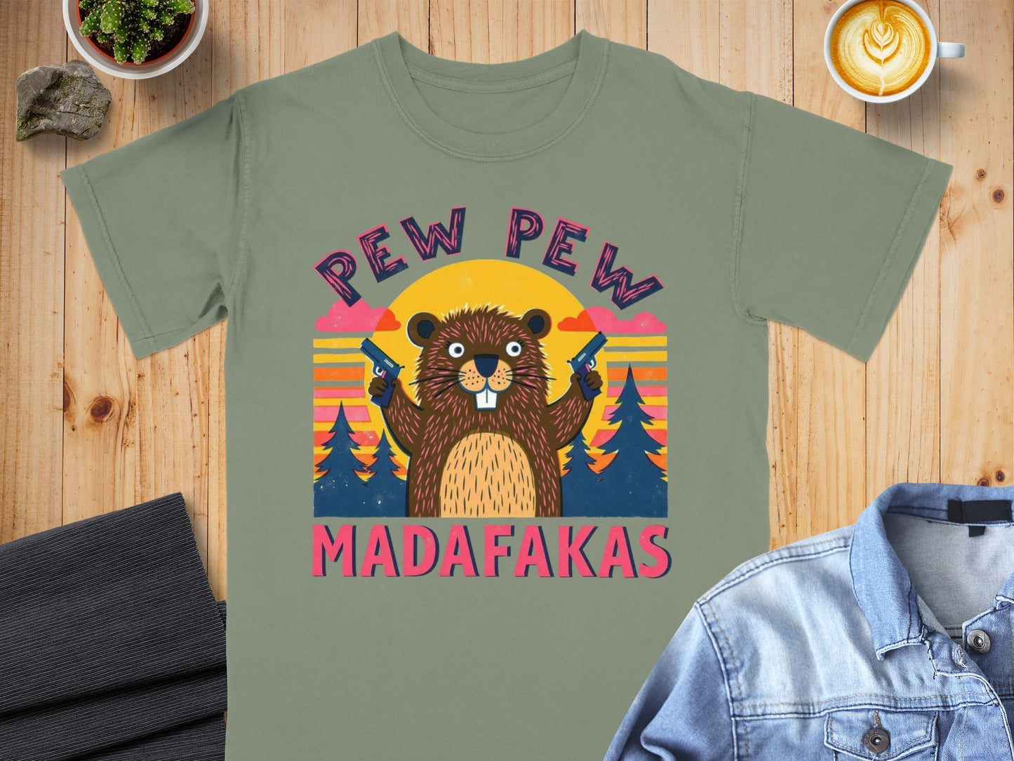 Beaver T-Shirt, Funny Animal Tee, Pew Pew Shirt, Offensive Shirt, Humor Tee, Graphic Tee, Novelty Shirt, Meme Shirt, Viral T-Shirt - IconVexa