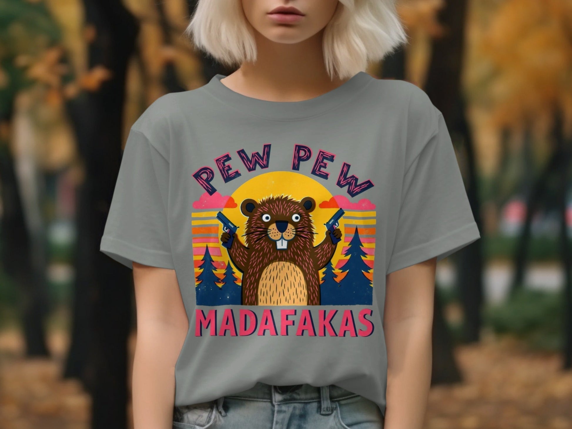 Beaver T-Shirt, Funny Animal Tee, Pew Pew Shirt, Offensive Shirt, Humor Tee, Graphic Tee, Novelty Shirt, Meme Shirt, Viral T-Shirt - IconVexa