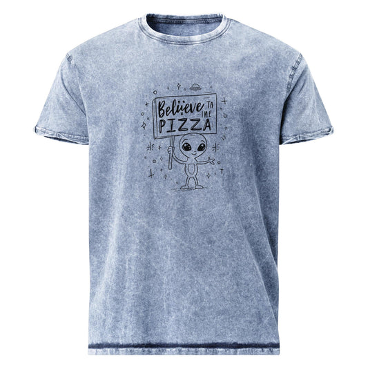 Believe in Pizza Alien Shirt | Funny UFO Tee for Food Lovers | Cute Space Graphic T-Shirt - IconVexa