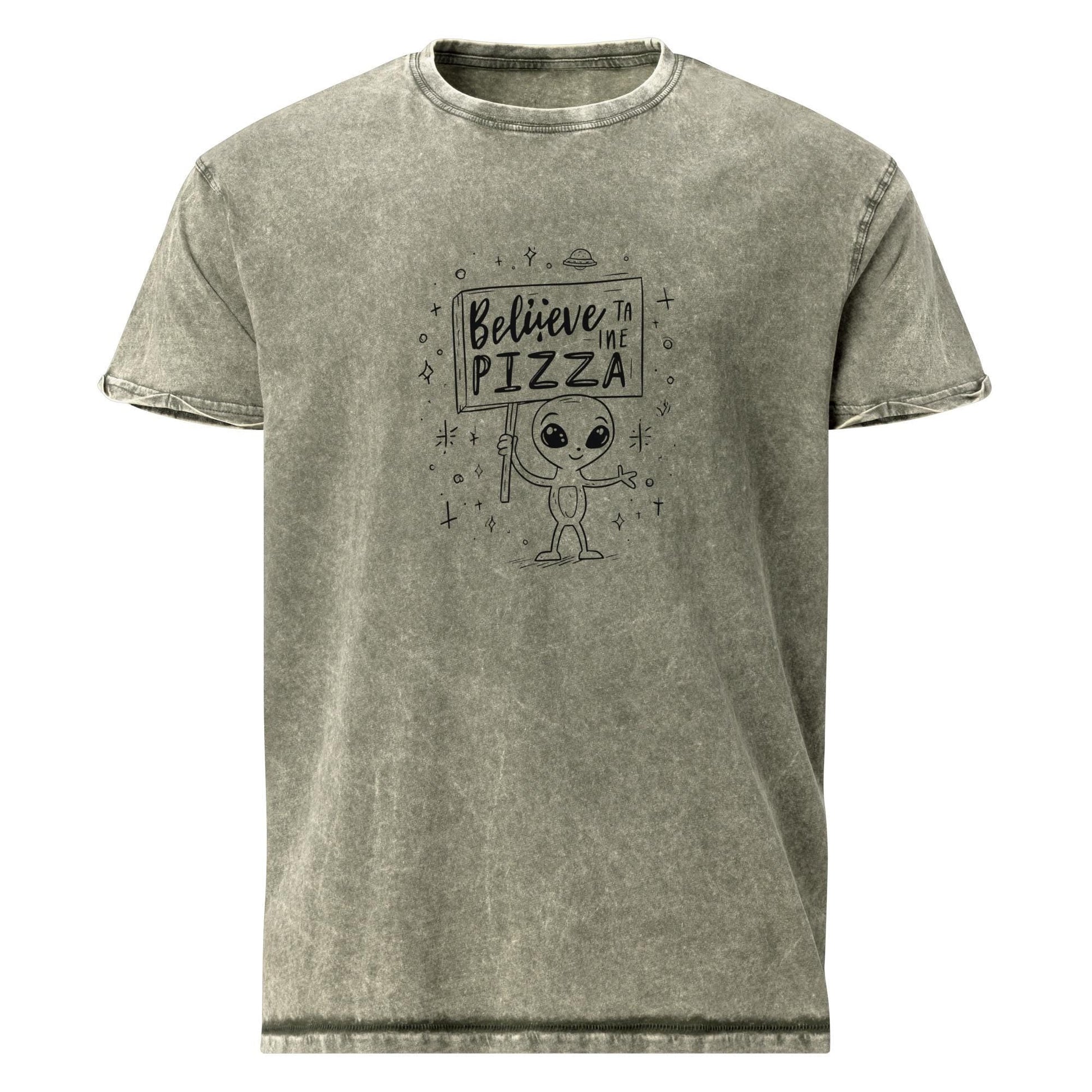 Believe in Pizza Alien Shirt | Funny UFO Tee for Food Lovers | Cute Space Graphic T-Shirt - IconVexa