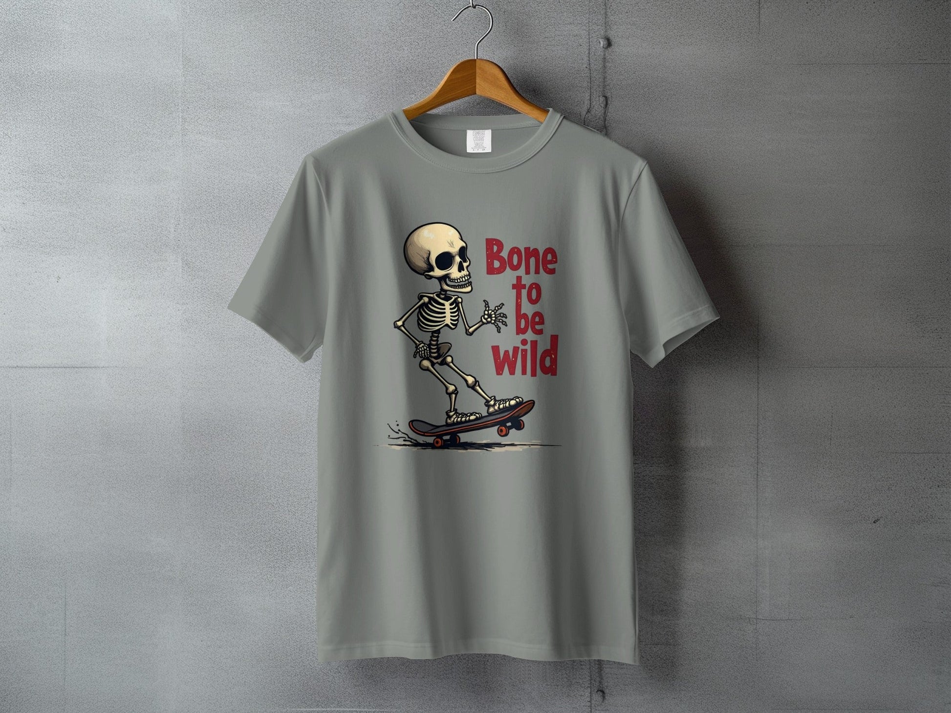 Bone To Be Wild Skateboard Skeleton Graphic Art T-Shirt - IconVexa