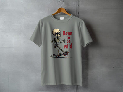Bone To Be Wild Skateboard Skeleton Graphic Art T-Shirt - IconVexa