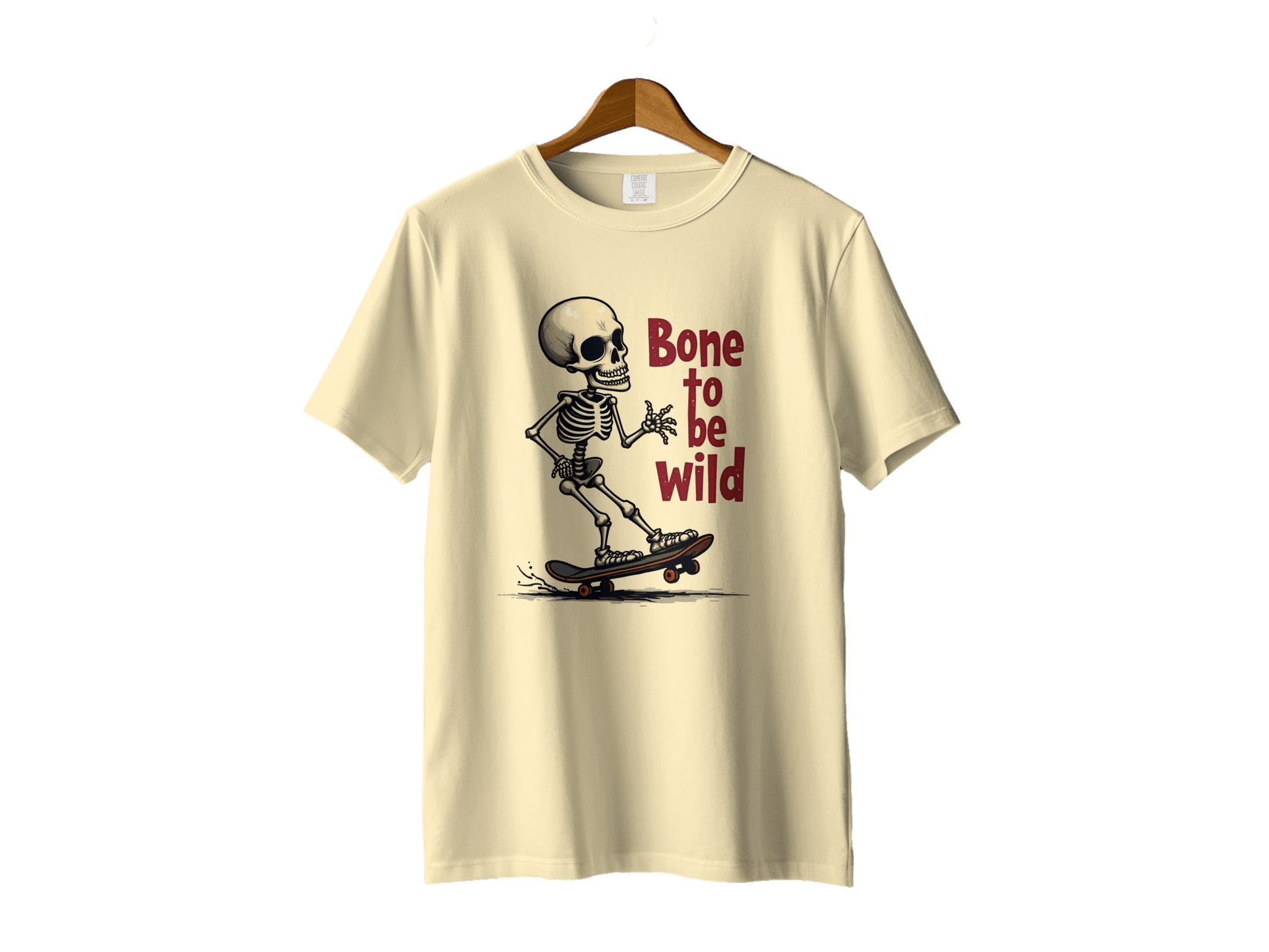 Bone To Be Wild Skateboard Skeleton Graphic Art T-Shirt - IconVexa