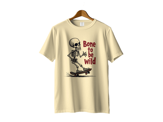 Bone To Be Wild Skateboard Skeleton Graphic Art T-Shirt - IconVexa